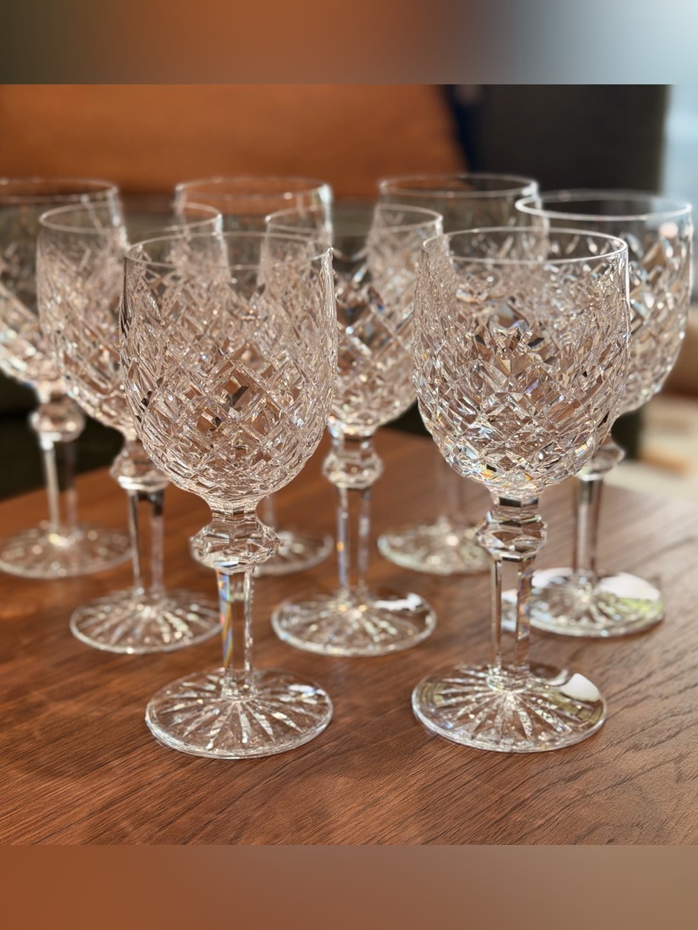 RARE HTF Set of 8 Waterford Crystal Powerscout 1990's Goblet Wine Glasses